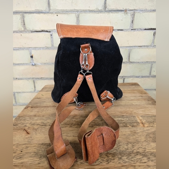 Vintage Suede & Leather Backpack - Picture 8 of 11